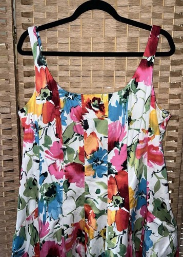 EUC! Ralph Lauren Sleeveless Fit Flare Floral Dress! Size 16, Pleated Skirt - Picture 3 of 17