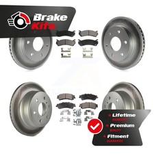Front Rear Coated Disc Brake Rotors And Semi-Metallic Pads Kit For