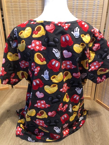 Scrubs Scrub Top Cartoon Disney Mickey Minnie Mouse BodyParts XL H447 - Picture 4 of 12