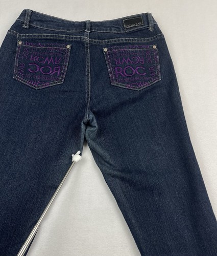 Vintage Rocawear Women’s Jeans Dark Blue Denim Embroidered Pockets Size 9 30x32 - Bild 6 von 14