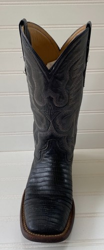 Botas vaqueras Ferrini negras Teju lagarto punta cuadrada para mujer talla 6 B - Imagen 3 de 11