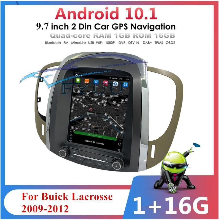 Rádio estéreo 9,7"" Android 10.1 navegação GPS FM para Buick Lacrosse 09-12 1+16G - Imagem 2 de 4