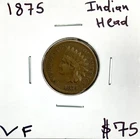 1875 1C Indian Head Cent in VF Very Fine Condition