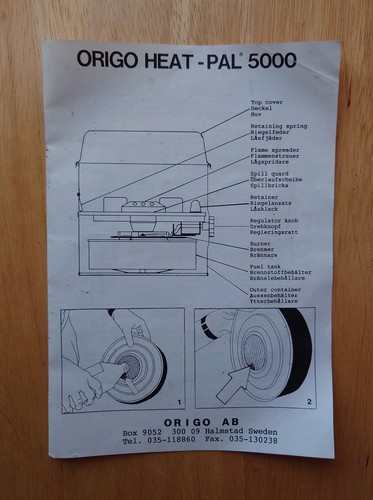 Origo Electrolux HEAT PAL 5000 COMPLETE SET Alc. Heater ORIGINAL BOX DIRECTIONS - Bild 7 von 13