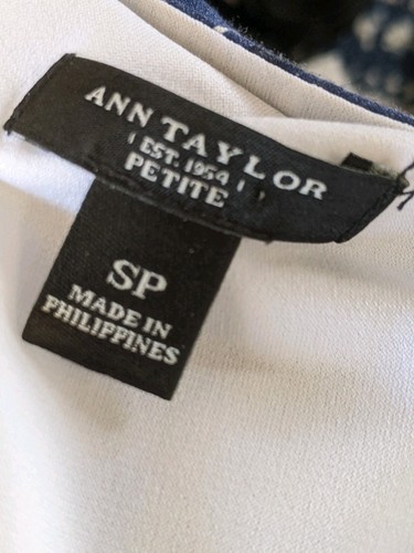 Ann Taylor Petite Dress Sz SP NavyBlkWhite Chinged@waist Front Slit Stretchy - Bild 10 von 10