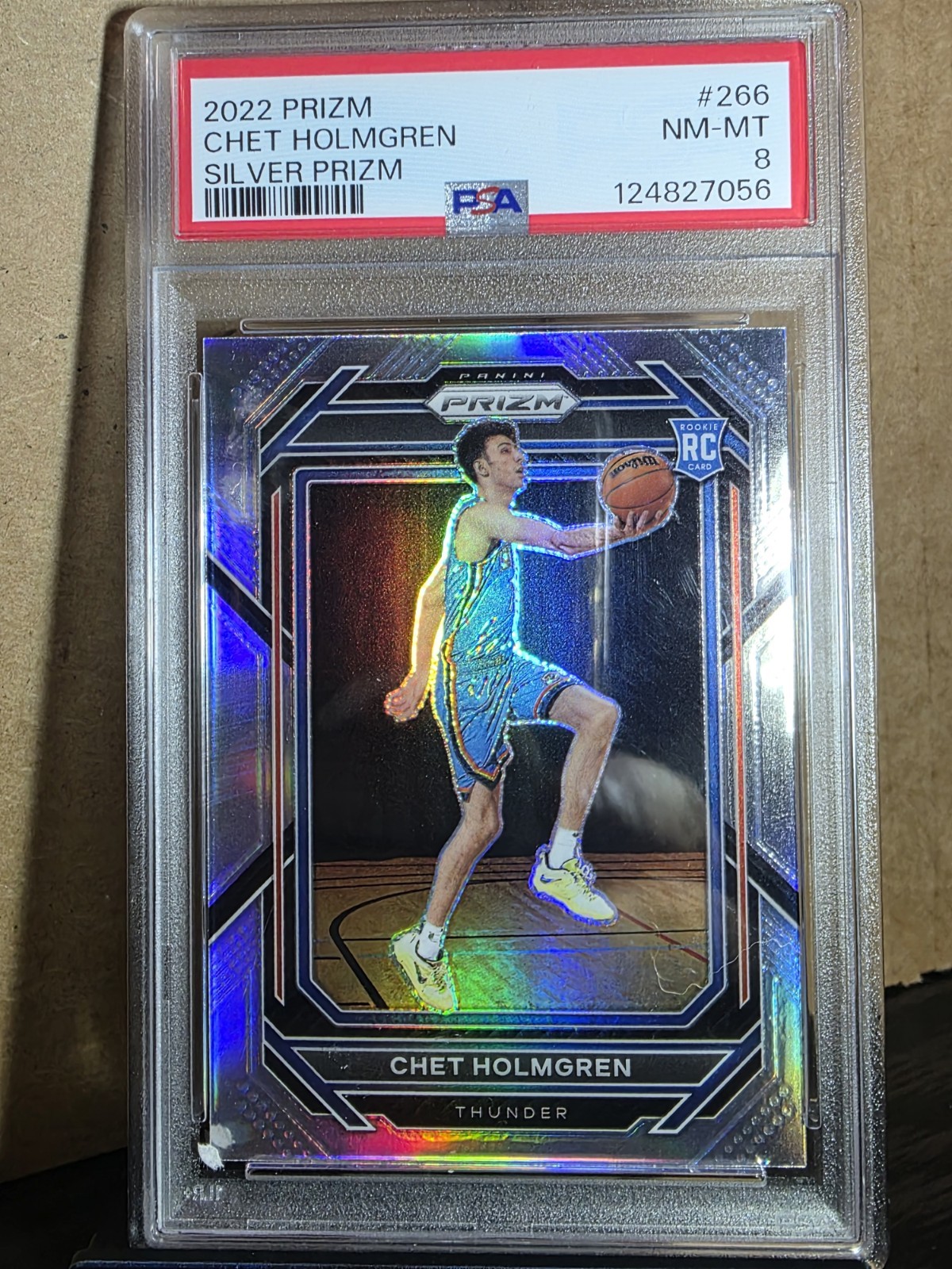 2022 PANINI PRIZM SILVER PRIZM #266 CHET HOLMGREN Holo RC PSA 8 OKC