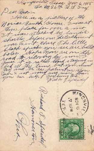 LP48 Kingsville TX Norias King's Ranch House Bandit Wars 1915 RPPC Postcard - Picture 3 of 3