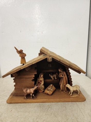Vintage Anri Toriart Krippe Krippenstück Resin Figuren Stall.👁️Beschädigt.