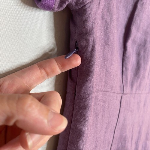 Boden Purple Carousel Shift Dress 100% Linen Zip Up Closure Size 4 - Picture 5 of 12