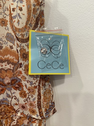 CeCe Womens Blouse Small Colorful Paisley Halter Top Layered Tiered Feminine - Picture 5 of 10