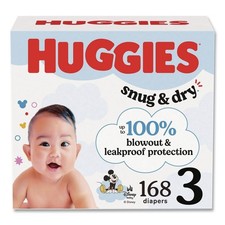 Huggies 56456 Snug and Dry 16 lbs. to 28 lbs. Diapers - Size 3 168/Carton New