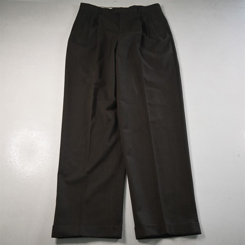 Pronto Uomo 32 x 34 braun 100 % Wolle plissiert Bündchen hohe Taille Anzug Herren Hose