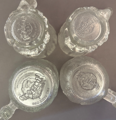 McDonald's RocDonald's Vintage Flintstones 1993 Frosted Glass Bedrock Mugs (4) - Picture 7 of 19