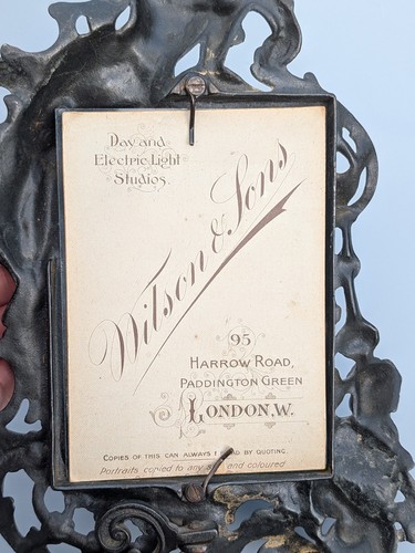 Antique c1900 French Art Nouveay Heavy Bronze Picture Photo Frame Lady Cherub - Picture 15 of 17