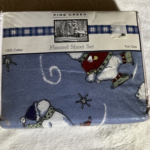 Pine Creek Bears on Ice Twin Size Flannel Full Sheet Set New in Package Cotton - Picture 4 of 7
