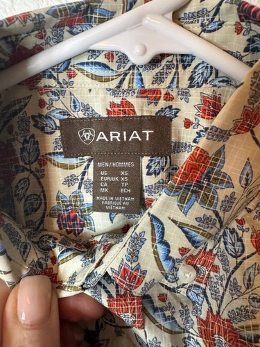 Ariat, XS, Khaki, Men's Ruben Classic Fit Shirt - Picture 9 of 12