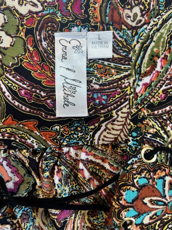 Emma & Michelle 连衣裙 L 码佩斯利束腰波西米亚时尚嬉皮秋季 — 第 4/4 张图片