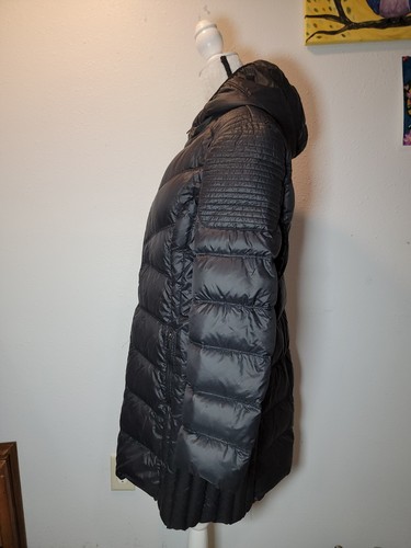 BCBGeneration Size XL Womens Black Nylon Down Feather Hood Puffer Coat Packable - Picture 2 of 12