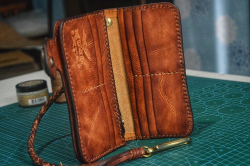 Custom Leather Biker Wallet Chain Handmade Leather Wallet Bifold Wallet Gift X20 - Picture 4 of 4