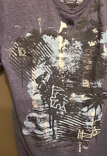 Gotcha Classic Fit Shirt Size M Graffiti Surfing Blue Gray Grey Short Sleeve - Picture 7 of 8