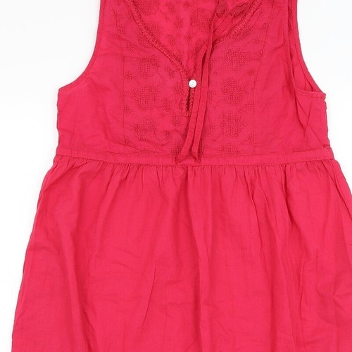 H&M Womens Pink Cotton Blend Shift Size 8 V-Neck - Picture 8 of 12