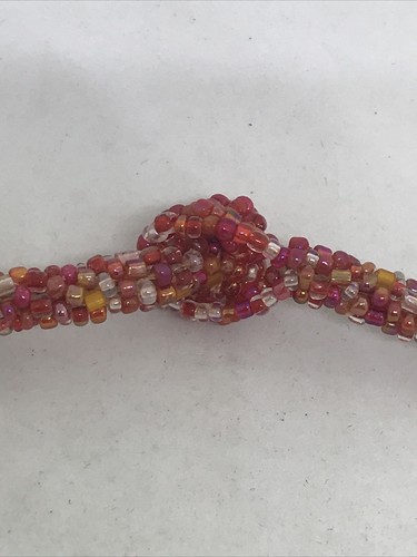 Necklace Beads W/ Orange, Yellow, White Clear Tones. 19.5” L. - Picture 3 of 5