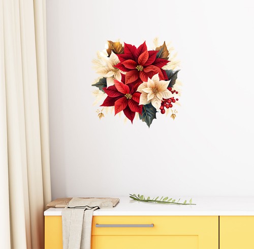 Christmas Flowers Colourful Bedroom Wall Vinyl Sticker Decals f207 - Picture 3 of 6