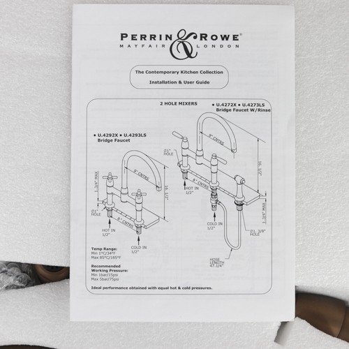 Perrin & Rowe U.4273LS-EB-2 Holborn Bridge Kitchen Faucet & Side Spray in Bronze - Picture 2 of 8