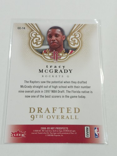 Fleer Hot Prospects Tracy McGrady Cream Of The Crop #CC-14 Rockets 2008-09 - Imagen 2 de 2