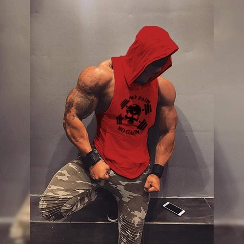Mens Skull Print Sleeveless Fitness Vest Bodybuilding Workout Tank Tops - Picture 34 of 37