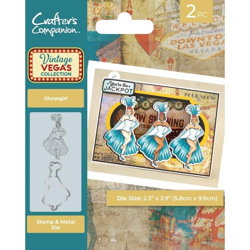 Crafter's Companion - VINTAGE VEGAS - SHOWGIRL - STAMP & METAL DIE - 2.3" X 3.9" - Imagen 1 de 4