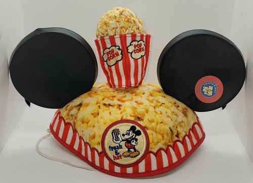 RARE Disney Mickey Mouse Ears 'Fresh & Hot" Pop Corn Hat Cap READ DESCRIPTION  - Afbeelding 1 van 5