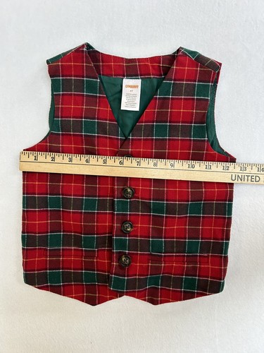Gymboree Boys 4T Vest Christmas Tartan Plaid Red Green Holiday - Picture 7 of 8