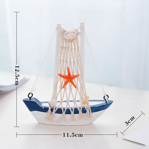 Sailboat Model Wooden Sailing Boat Home Decoration Beach Nautical Design Nav Ht - Photo 14/17