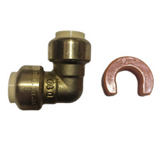 10 Pack XFITTING 1/2" Push-Fit Elbow w. 1 Free Removing Clip, Lead Free Brass