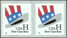 1998 US Scott #3266 (33c) H Rate Uncle Sam Hat Coil Pair MNH