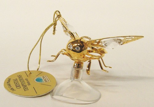 3261-SC Hummel Bumble-bee Swarovski Crystal 24 Karat Gold Strass 66mm - Picture 2 of 2