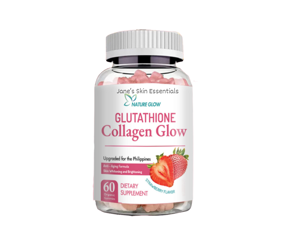 Nature Glow Glutathione Collagen - Strawberry Flavor/60 Organic Chewable  Gummies