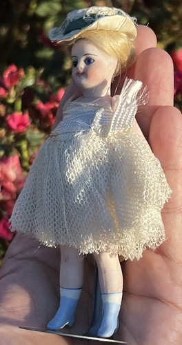 Original French All Bisque Mignonette 5”French Mignonette Swivel Head Glass Eyes - Picture 13 of 18