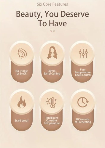 28mm Automatic Hair Curler with Negative Ion Technology -4 Temperature Settings - Picture 5 of 12