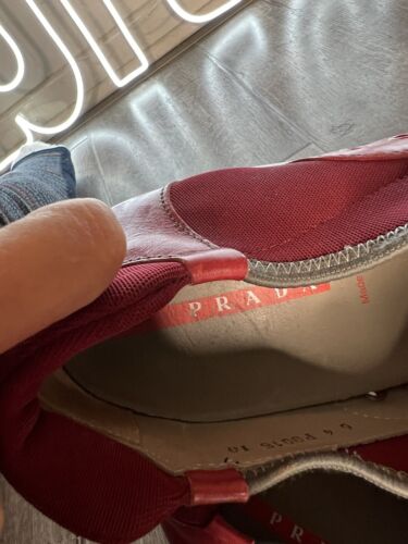 Vintage Y2K RED Prada Shoes Linea Rossa Neoprene Slip Ons Sport Men's 10 VTG - Picture 5 of 14
