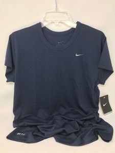 Nike-Women-039-s-Performance-Short-Sleeve-Dri-Fit-Shirt-Navy-100-Polyester-NEW