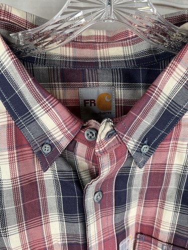 Carhartt Flame Resistant FR Red Plaid CAT 2 Force Work Shirt L/S Sz 3 XL Reg B55 - Picture 3 of 4