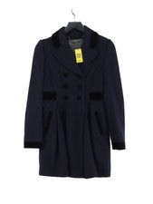 Forever New Women's Coat Uk 8 Blue Wool With Cotton, Polyester, Viscose Overcoat