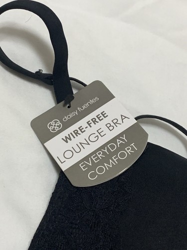 NWT Daisy Fuentes Wire Free Lounge Bra Black DF945 Lace 34 B - Picture 5 of 14