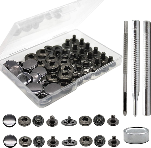 12 Sets Leather Snap Fasteners Kit, 15Mm Metal Snap Buttons with 4 Install Tools - Picture 8 of 12