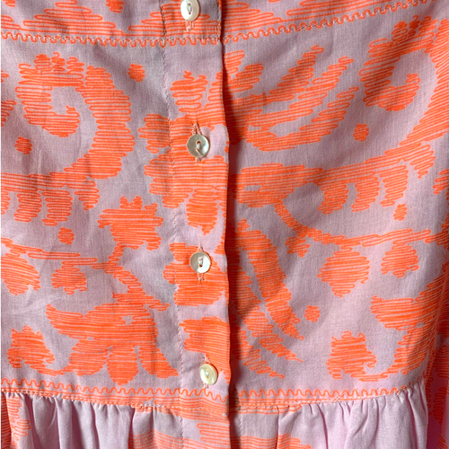 JULIET DUNN Schulterkleid blassrosa und orange Dhaka-Druck metallic Borte - Bild 6 von 12