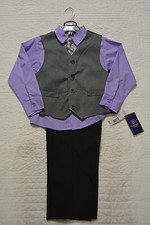 NEW JONATHAN STRONG BOYS 4 PIECE SUIT SET BLACK LIGHT PURPLE SIZE 5 OR 6 NWT 48