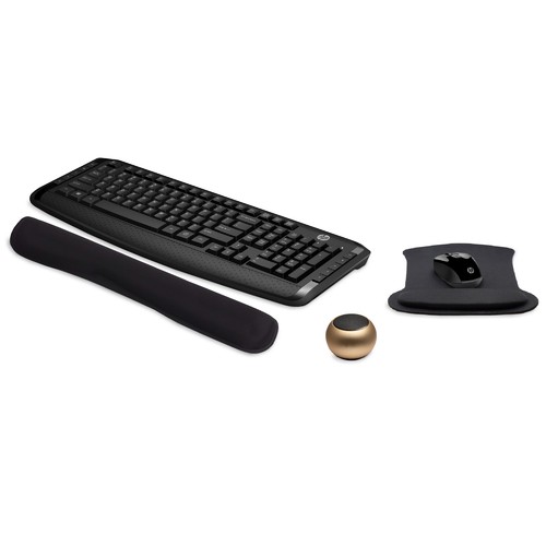 New HP Wireless Keyboard/Mouse 300 PC Bundle + Mouse/Wrist Pads, Mini Speaker - Picture 3 of 83