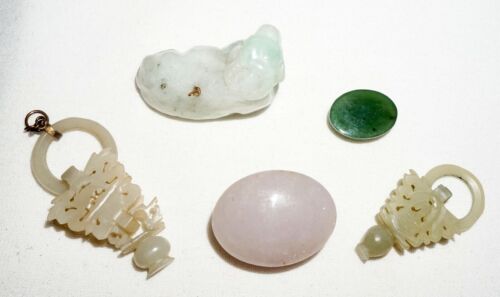 5 pz Cabochon Vintage Cinese Giadeite & Nefrite Giada Mista Giada Cinese Cabochon (***) - Foto 9 di 13